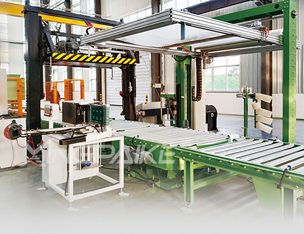 全自動覆頂膜托盤在線纏繞機(jī)